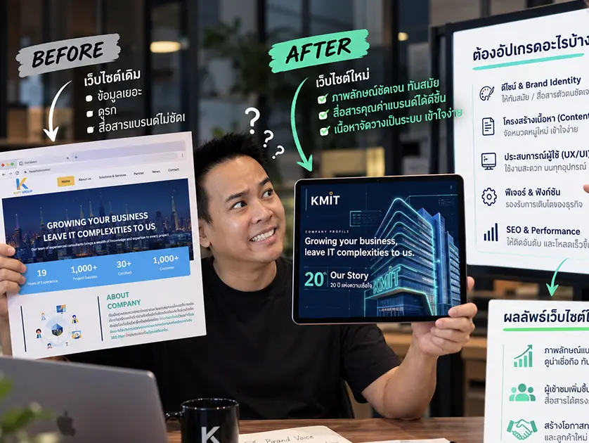 ตัวอย่างเว็บไซต์ใหม่ของ KMIT Group